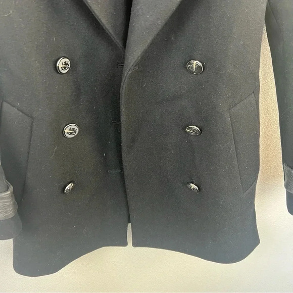 Mackage Black Wool Blend Double Breasted Pea Coat Military Designer Women’s XS - Picture 6 of 15